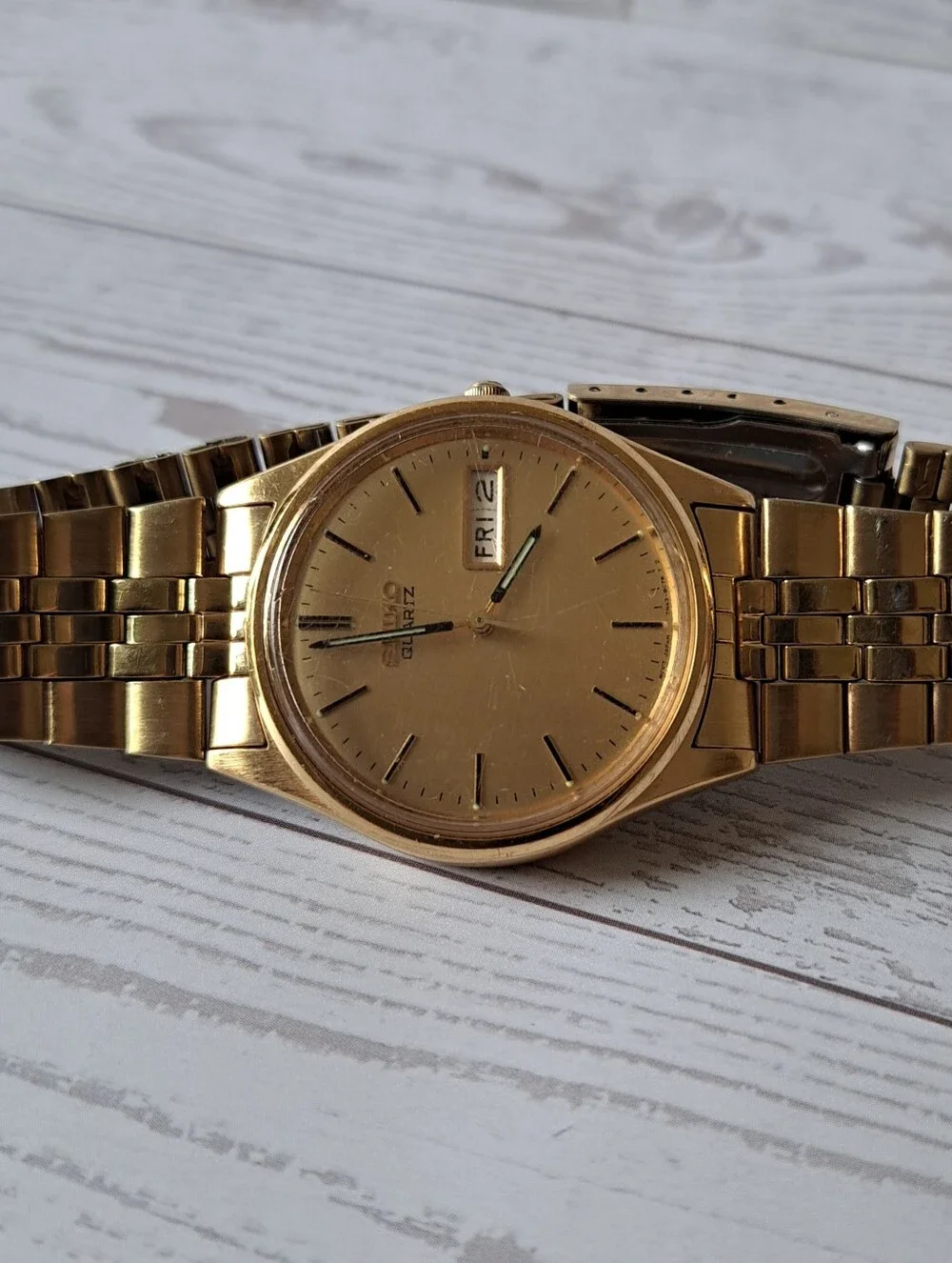 Vintage Seiko Wristwatch Men's Goldtone Stainless Steel JN43-8A39 Quartz